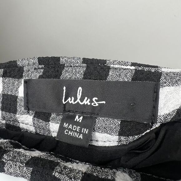 Lulus Black Gingham Check Mini Skirt Size M - Picture 4 of 7